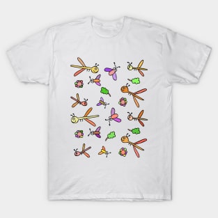 Cute and Colorful Dragonfly Pattern T-Shirt